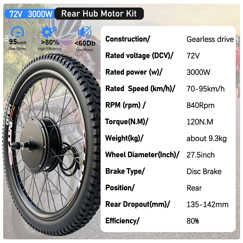 Kit de Conversão para Biciclet - 72V 5000W Hub Motor Kit avaliação e preço